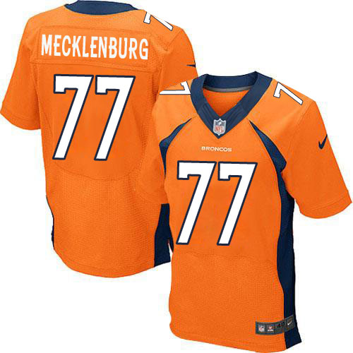 Men's Elite Karl Mecklenburg Nike Jersey Orange Home - #77 NFL Denver Broncos